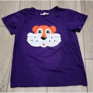 Smock Monkey Kids Purple‎ Tiger Shirt Short Sleeve Stretchy Size 5T
